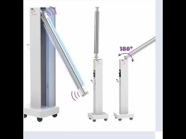 Vidéos d'entreprise À propos 60W Sterilizer Wheel Germicidal Lamp UVC Light Sterilization Hospital UV Disinfection Trolley